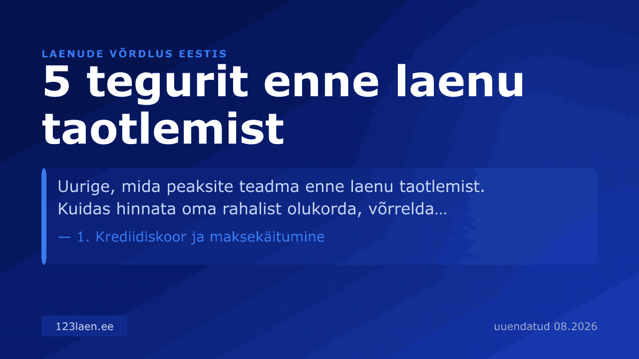 5 tegurit enne laenu taotlemist: Mida peaksite teadma? — intresside, KKM-i ja laenutingimuste võrdlus Eestis