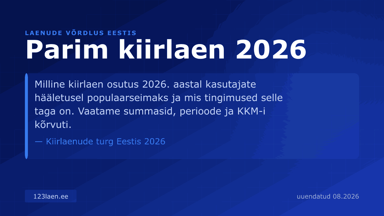 Parim kiirlaen 2026 — intresside, KKM-i ja laenutingimuste võrdlus Eestis