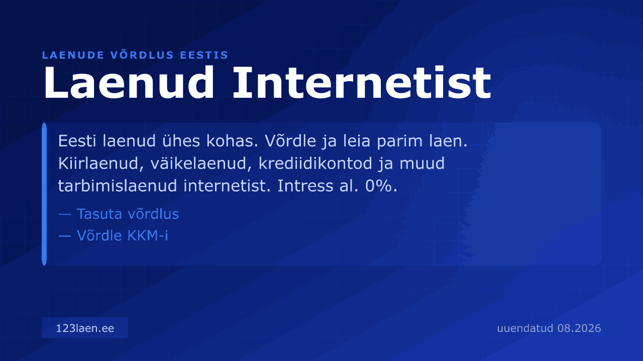 Laenud Eestis 2026 — intresside, KKM-i ja laenutingimuste võrdlus Eestis