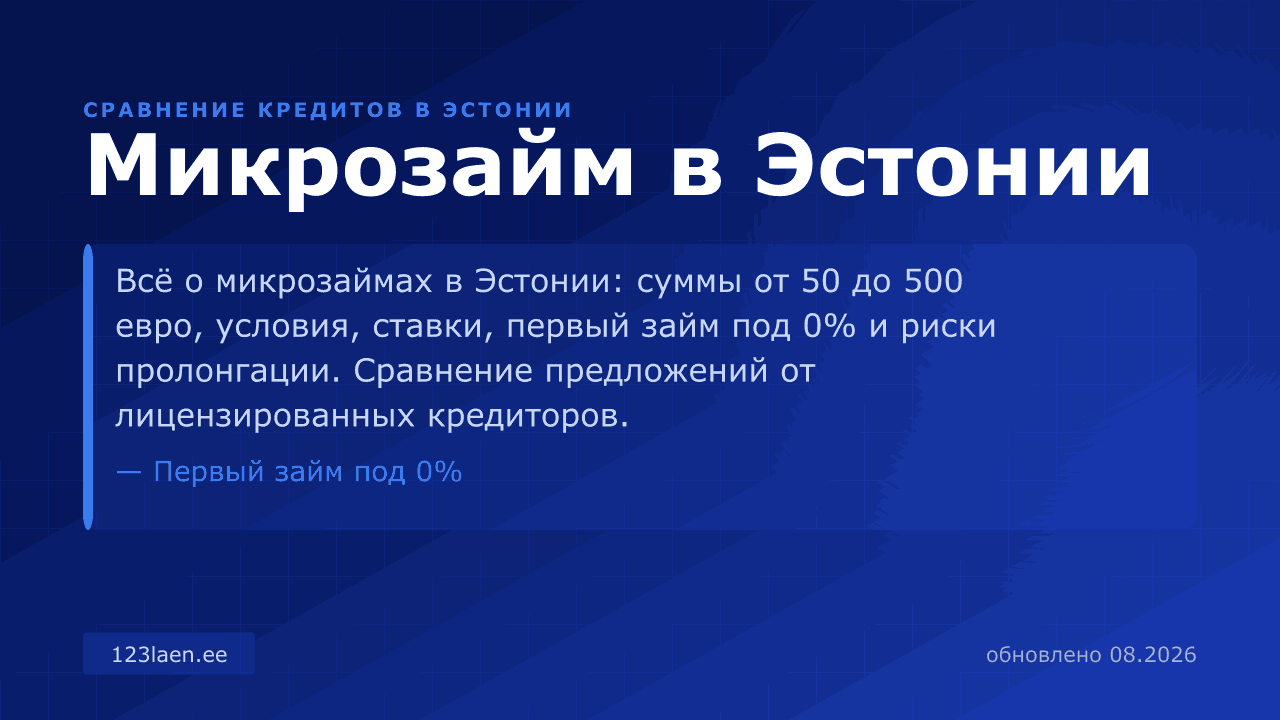 Микрозайм в Эстонии — сравнение процентов, KKM и условий кредита в Эстонии