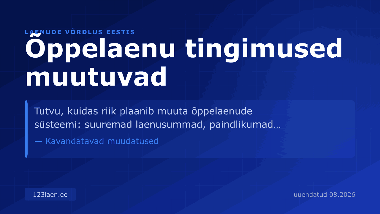 Õppelaenu tingimused muutuvad — intresside, KKM-i ja laenutingimuste võrdlus Eestis